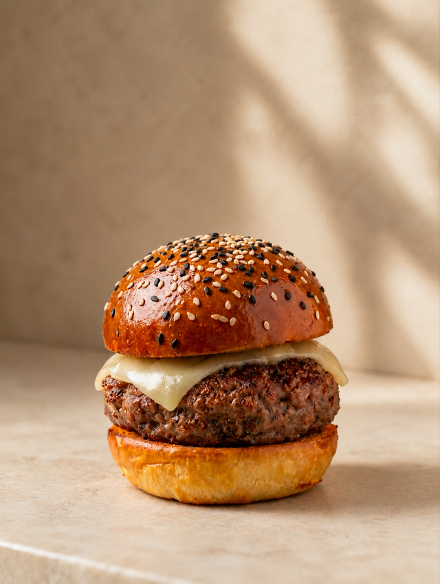 Bisou mini burger - wagyu rib eye - cheddar - confit onion