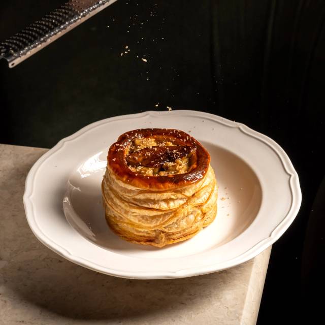 Foie gras vol au vent, puff pastry, duck confit