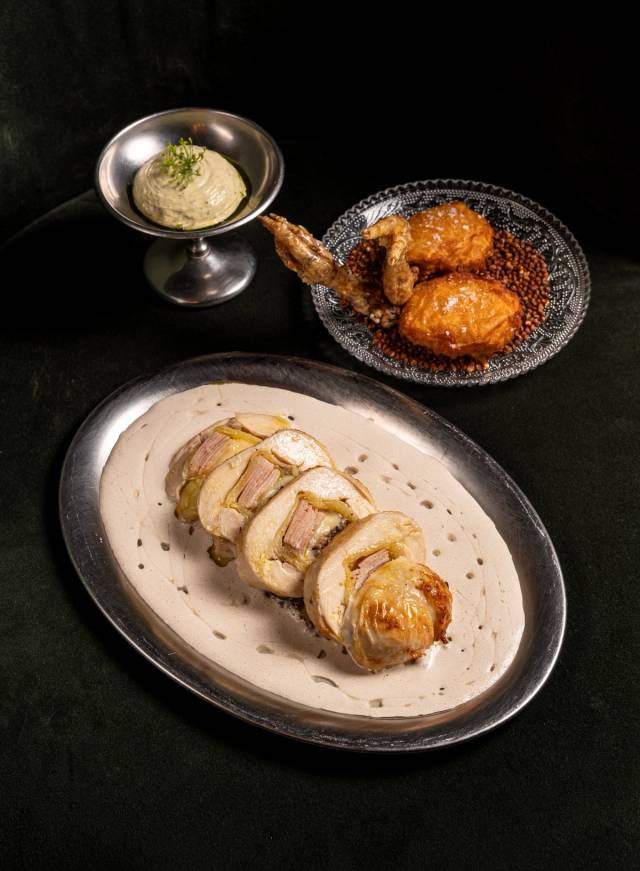 Farmer's baby chicken, comté, supreme sauce