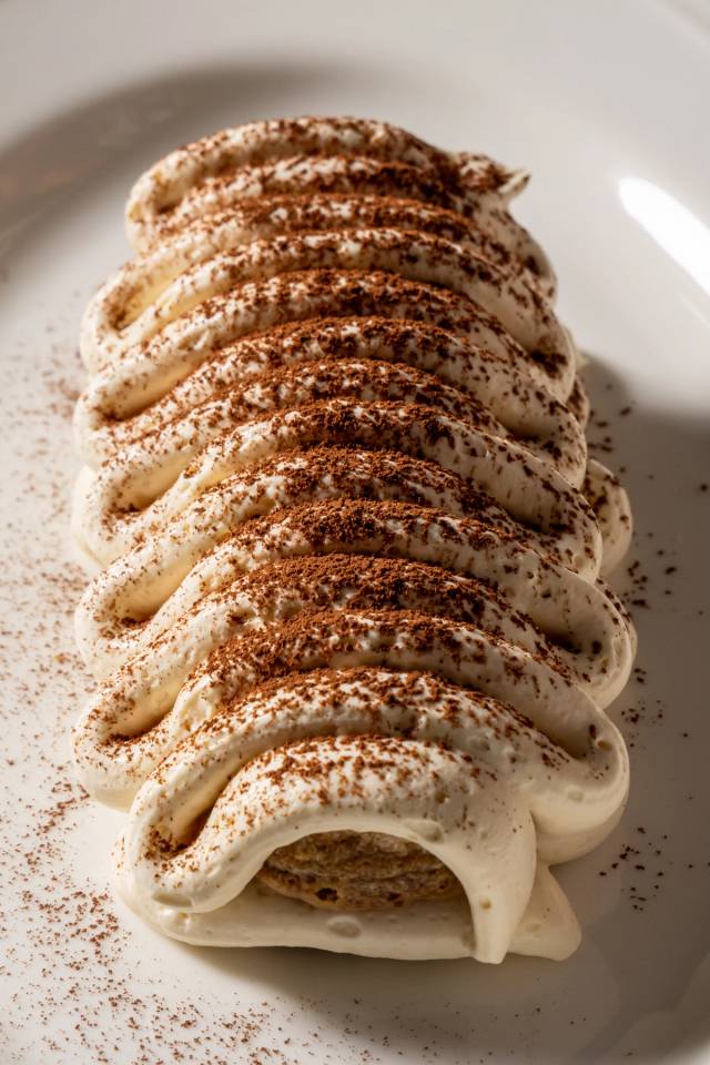 Tiramisu, chocolate crumble, coffee shot