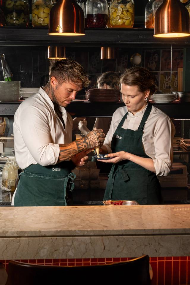 Chef sharing signature menu