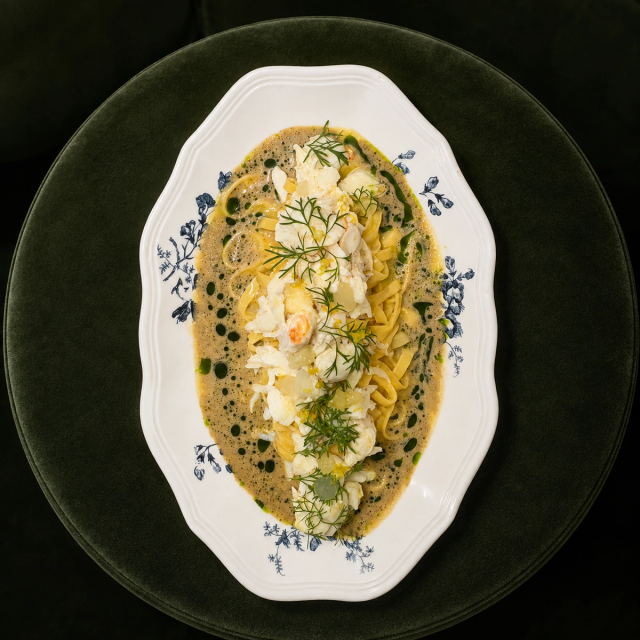 Crab linguine, blue swimmer crab, lemon kombu butter