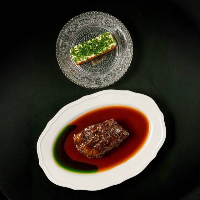 Beef cheek, potato millefeuille, dark beer sauce