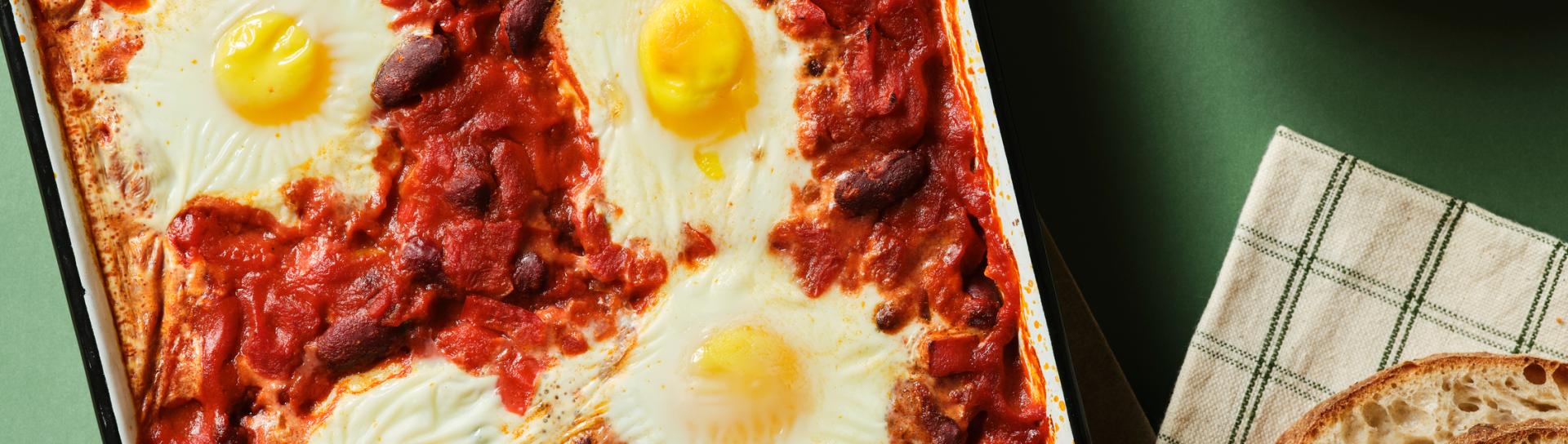 Shakshuka med kidneybønner og couscous