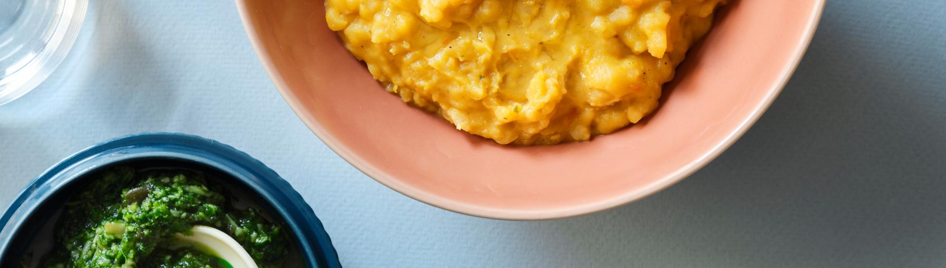 Flækotto med grønkålspesto