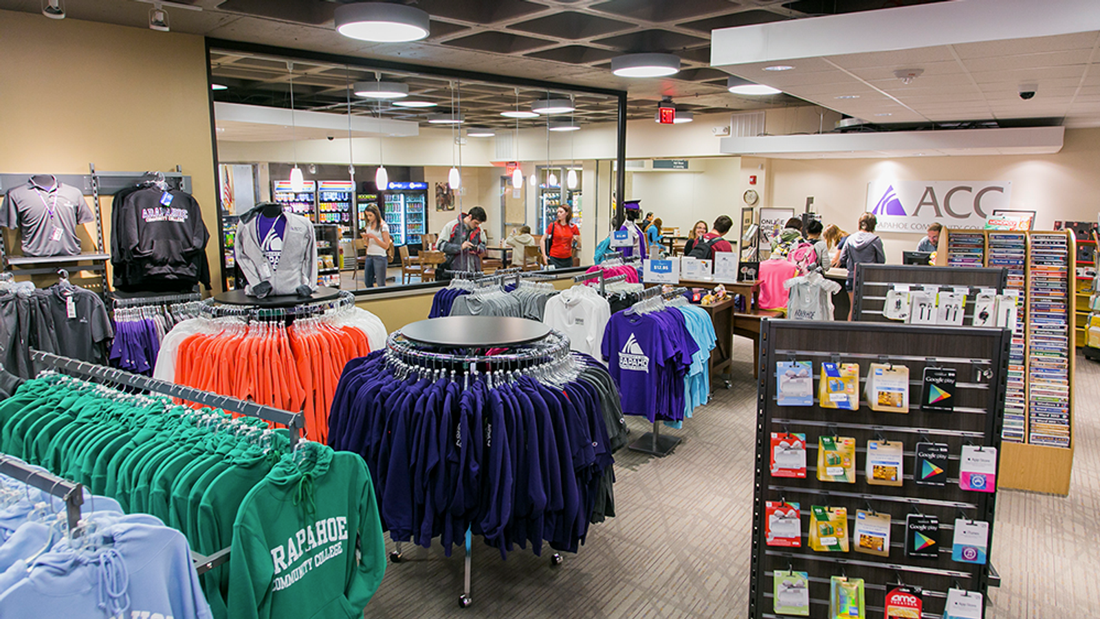 Interior of a bookstore with merchandise displays