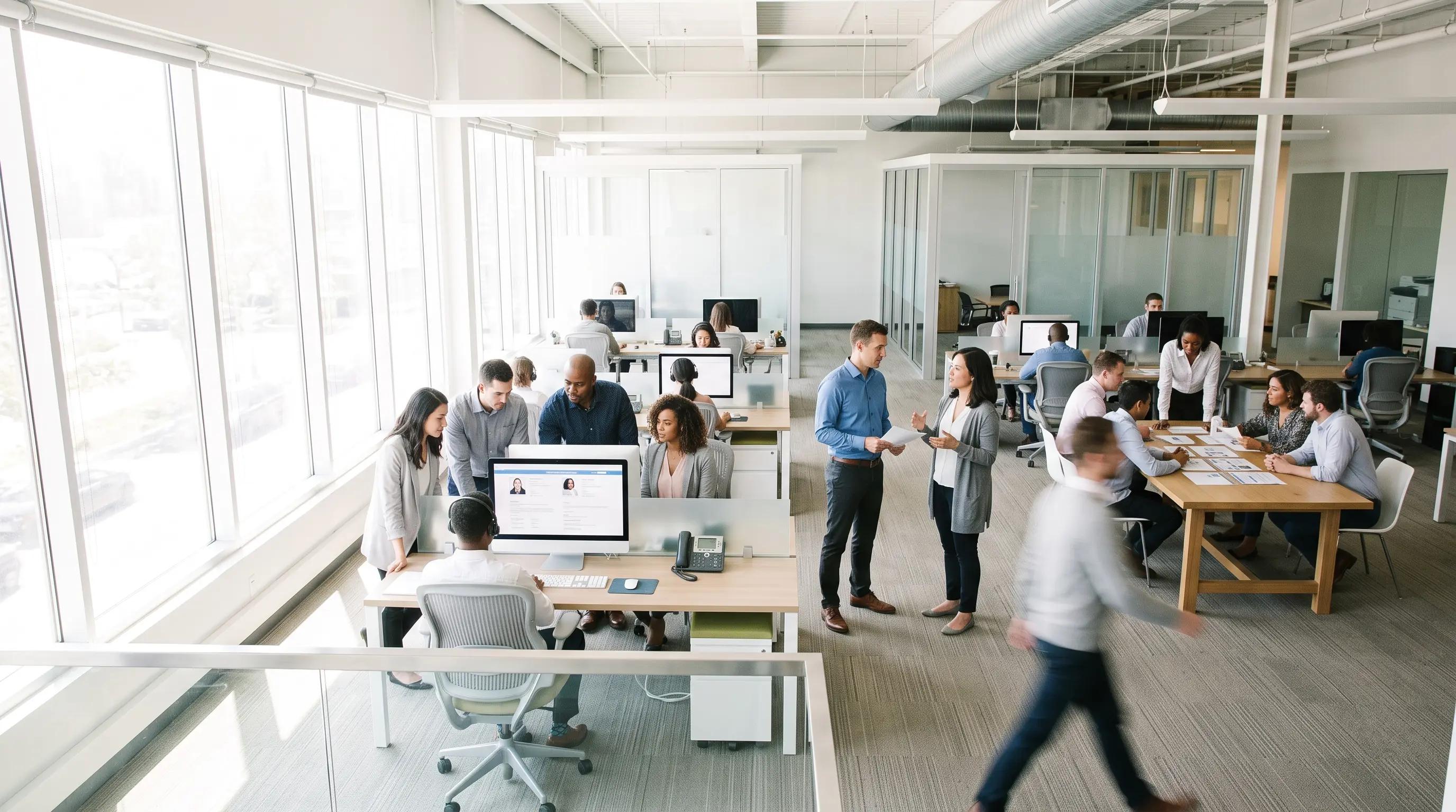 Manufacturing employees walking through a production facility