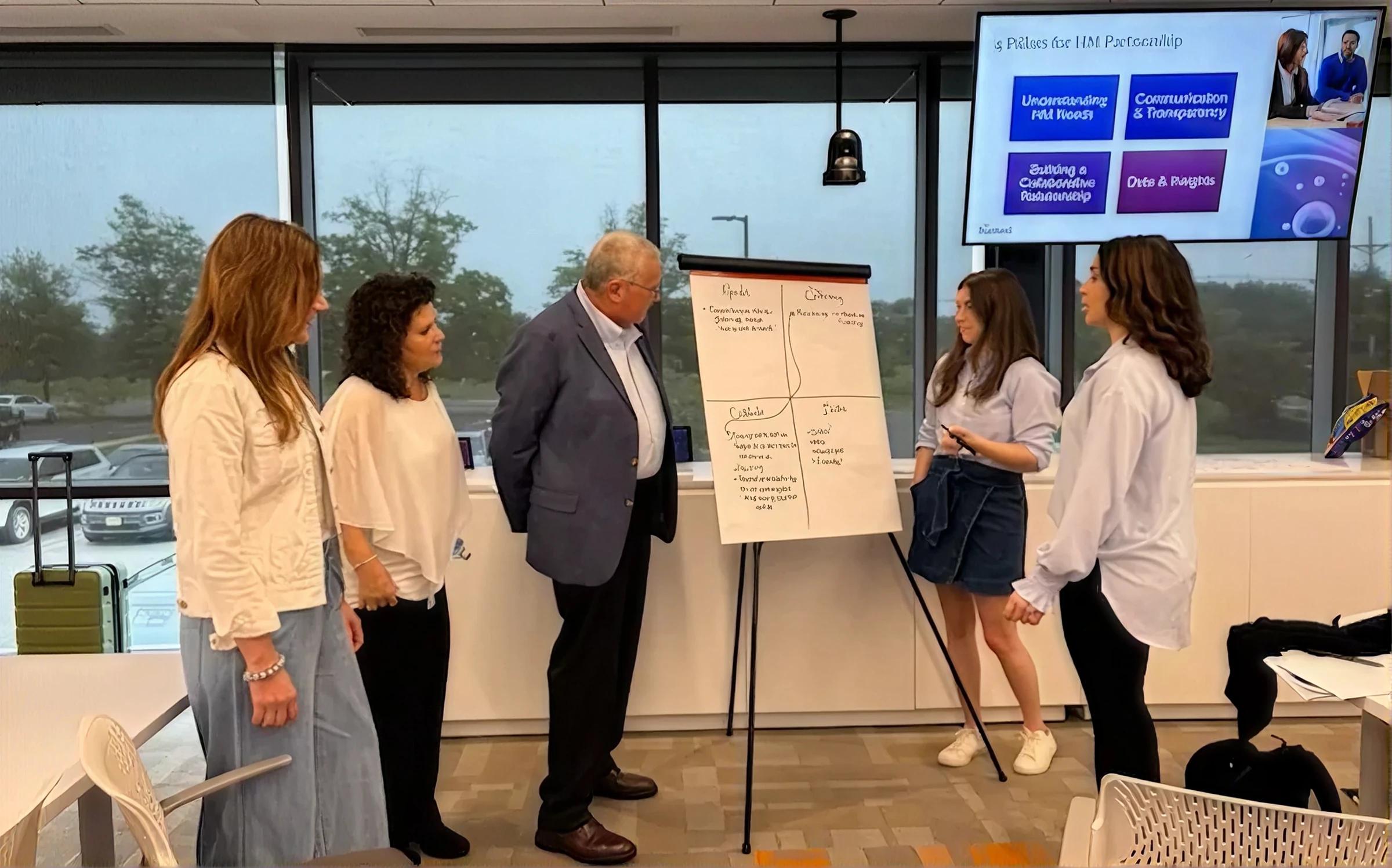 Terry Terhark leading workshop participants around a flip chart