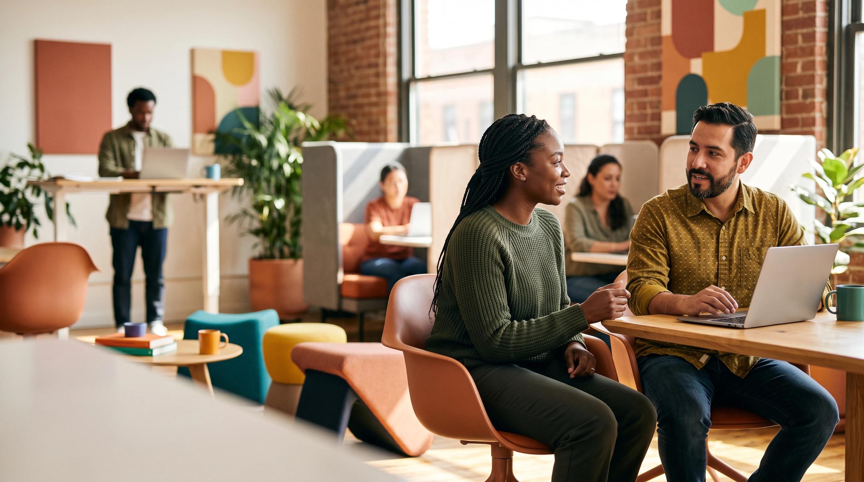 Recruiters collaborating in a bright office