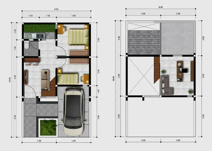 denah rumah Panorama Sasak Panjang - Rumah Tipe 50/60