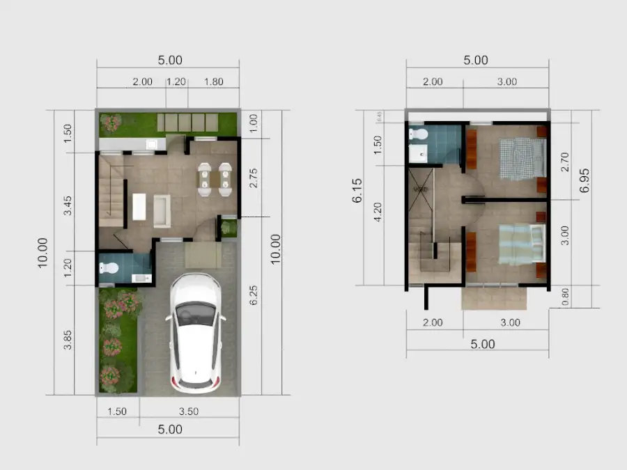 denah rumah tipe 45/50 panorama sepatan