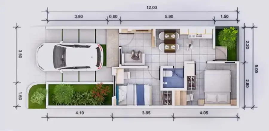 denah rumah tipe 36/60 garden house serpong