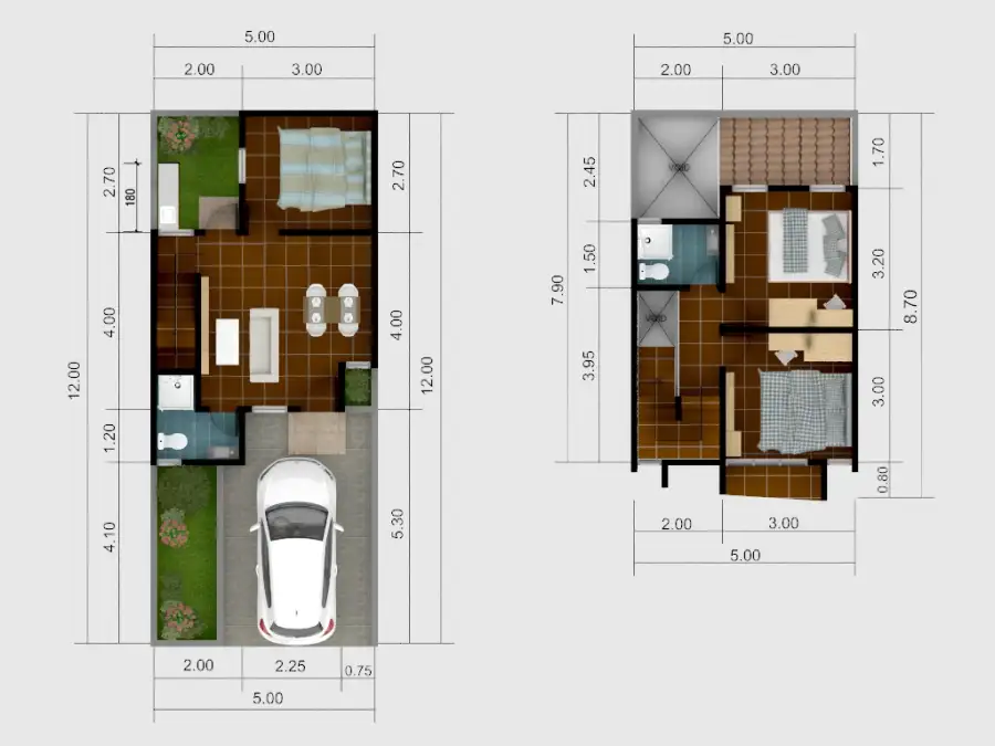 denah rumah tipe 55/60 panorama sepatan