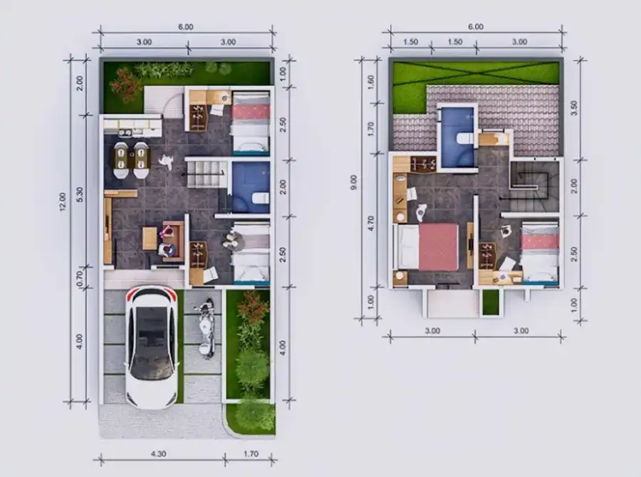 denah rumah tipe 65/72 garden house serpong