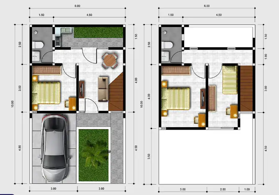 denah rumah Panorama Sasak Panjang - Rumah Tipe 60/60 standar