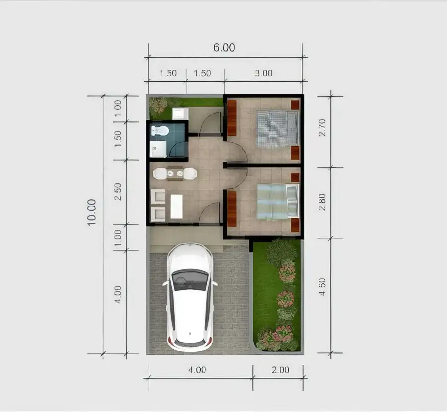 denah rumah tipe 1 lantai 30/60 - panorama bekasi