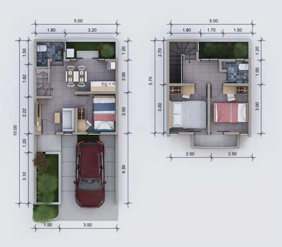 denah rumah tipe 48/50 - green house serpong