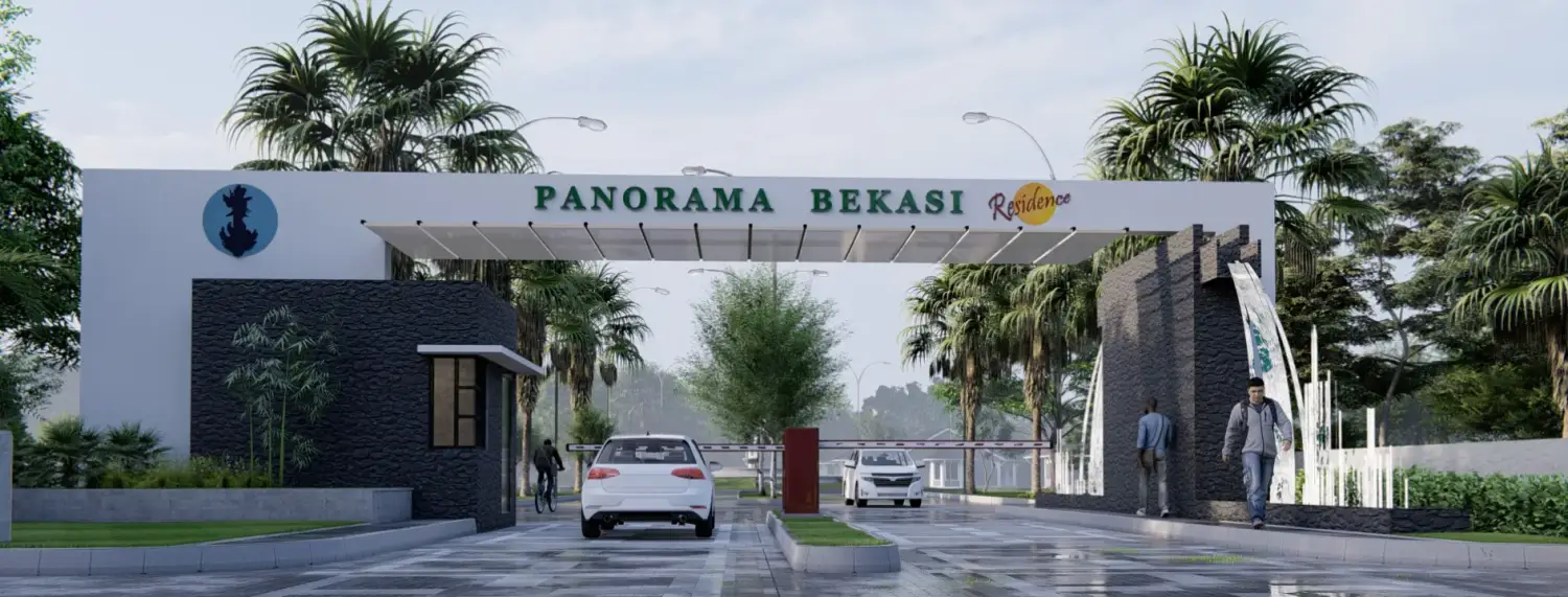panorama bekasi gateway atau pintu masuk utama perumahan strategis mewah dan megah di bekasi