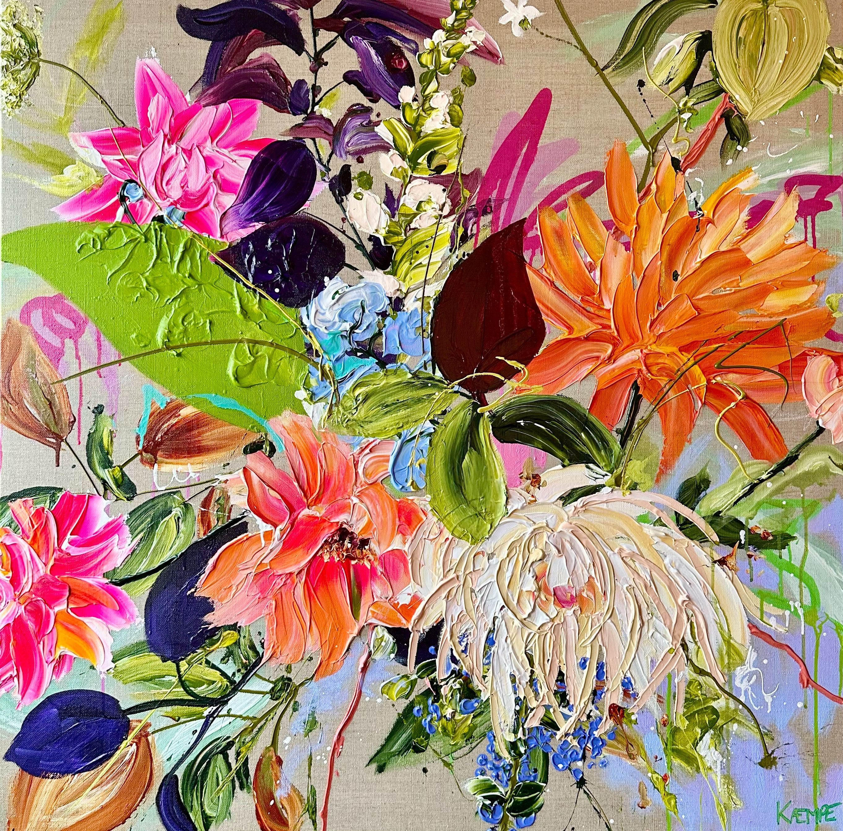 meget smuk blomsterbuket med store blomster 