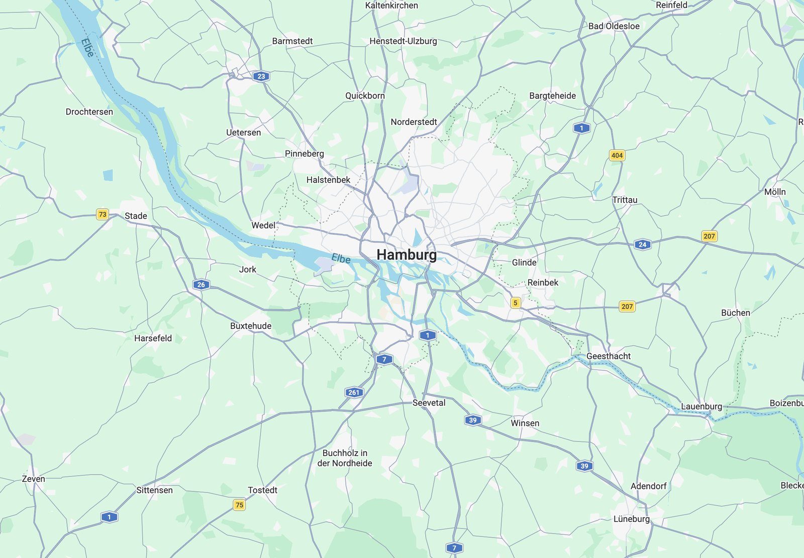 Einsatzgebiet-Karte Hamburg + 65 km