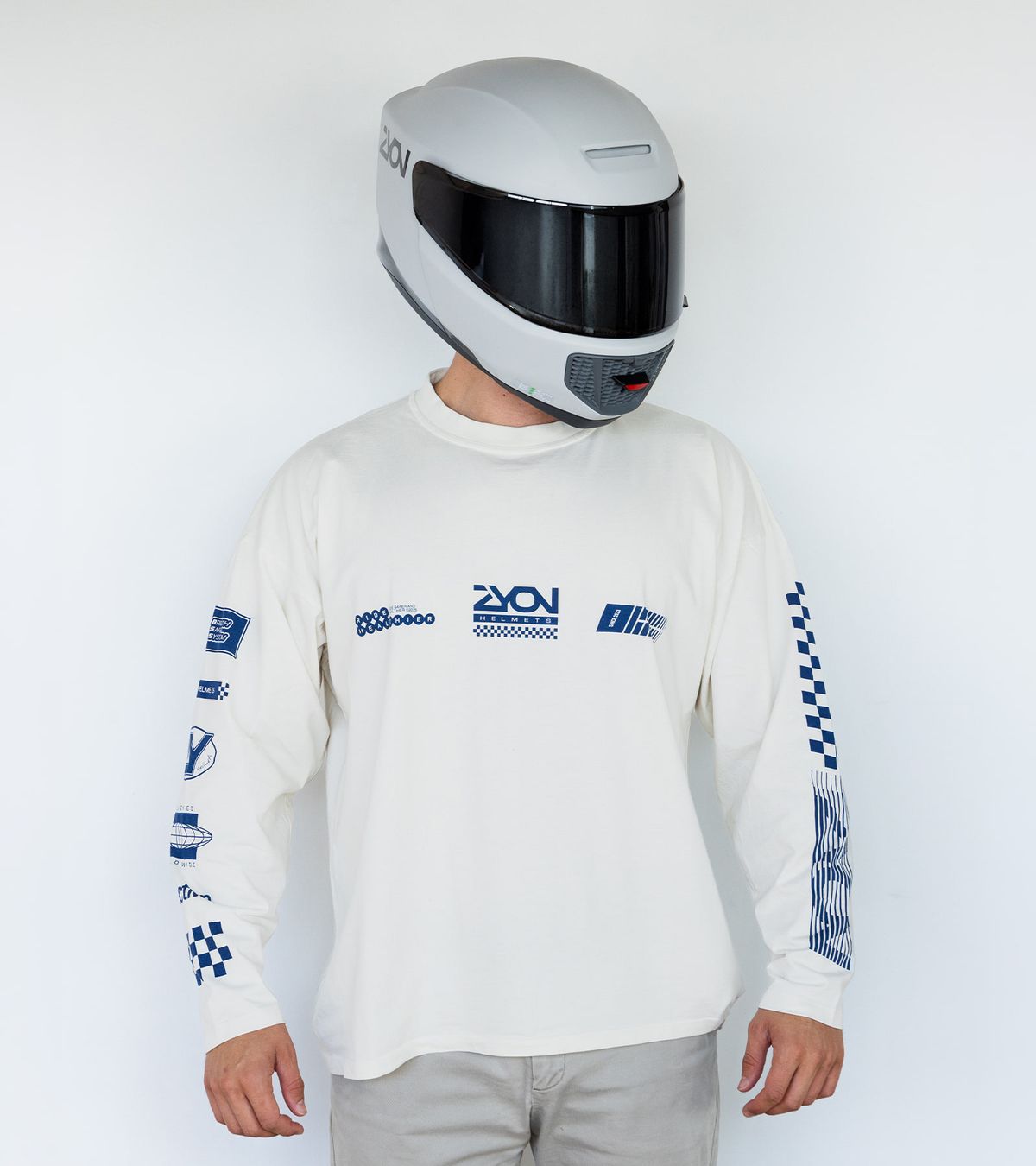 ZYON cream long-sleeve tee — front