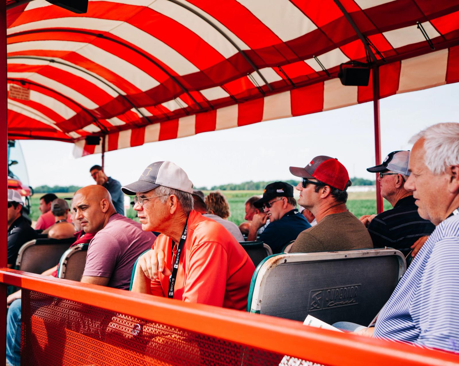 Farmers touring Practical Farm Research plots at Becknology Days
