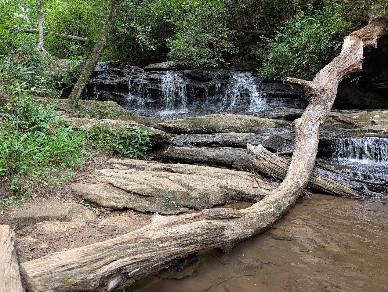 Water cascading over rocks at Pleasant Ridge in Upstate South Carolina