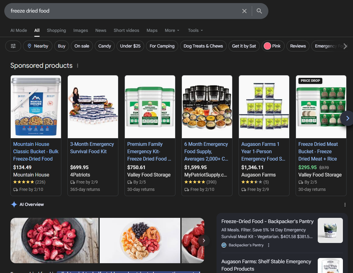 Google SERP page