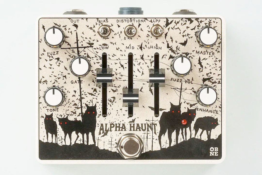 OBNE Alpha Haunt fuzz pedal with wolves