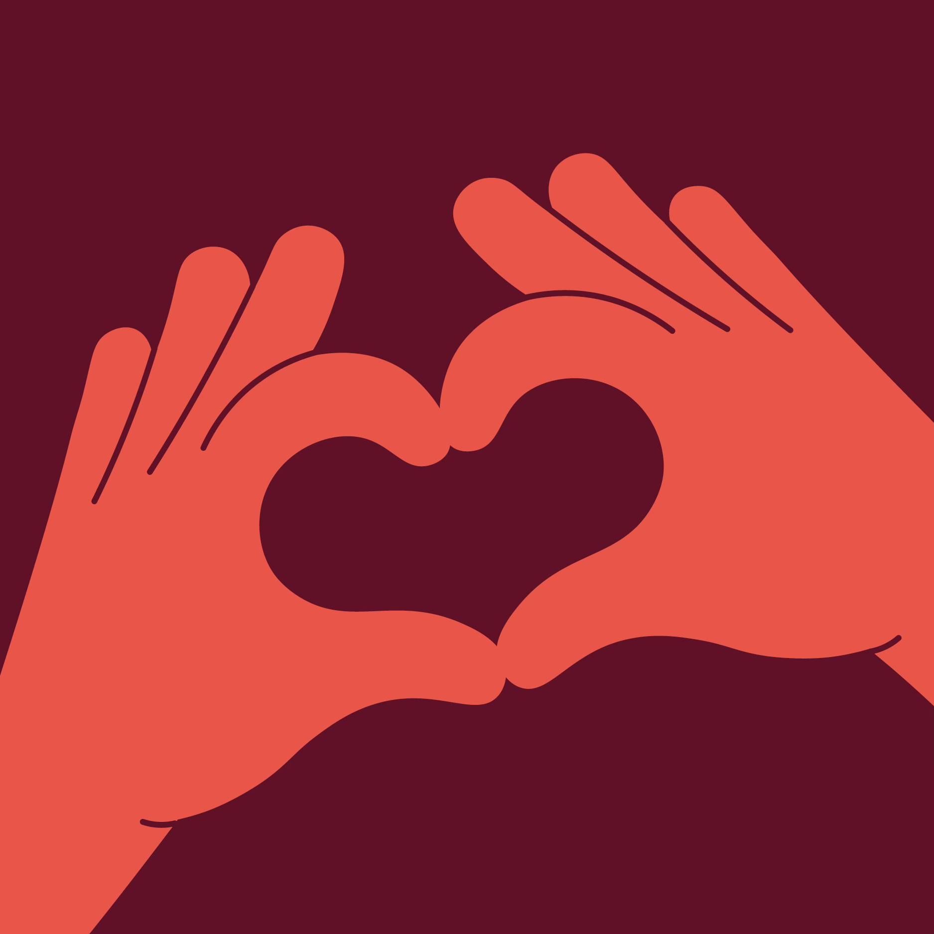 En tegning av to hender som lager et hjerte