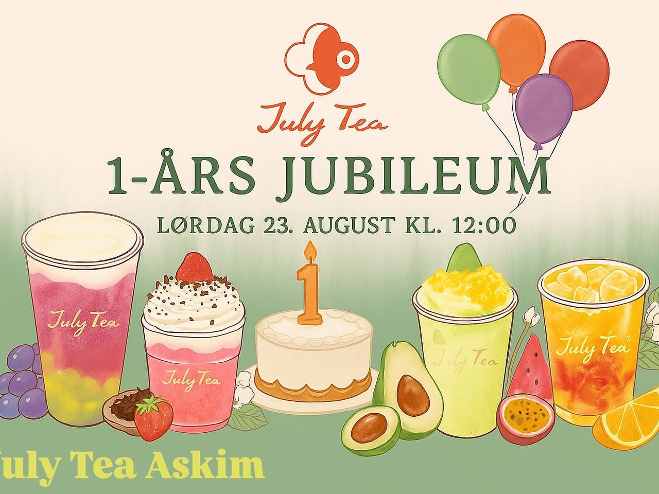 Plakat med kake og drikke
