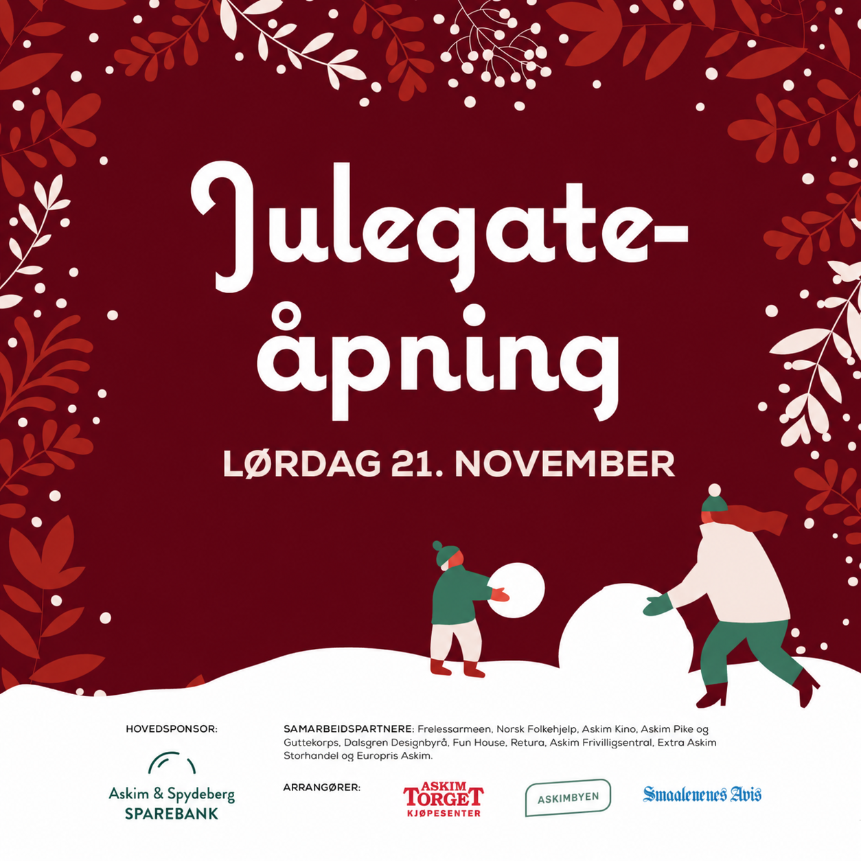 Plakat med julegateåpning