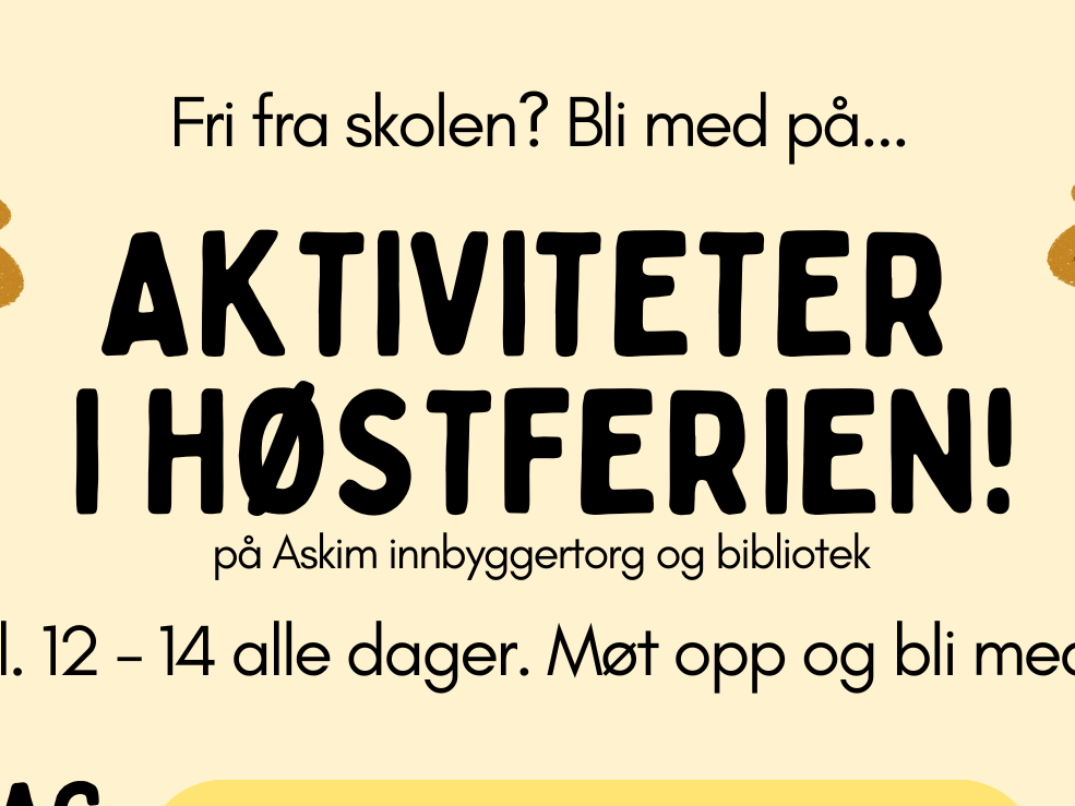 plakat oversikt over hva som skjer på biblioteket i Askim