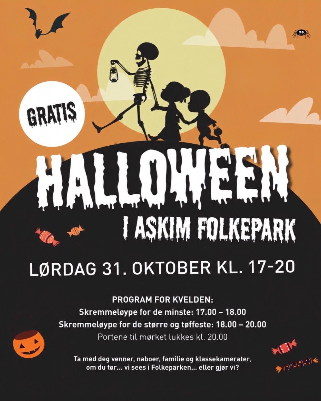 Plakat for Halloween i Askim Folkepark