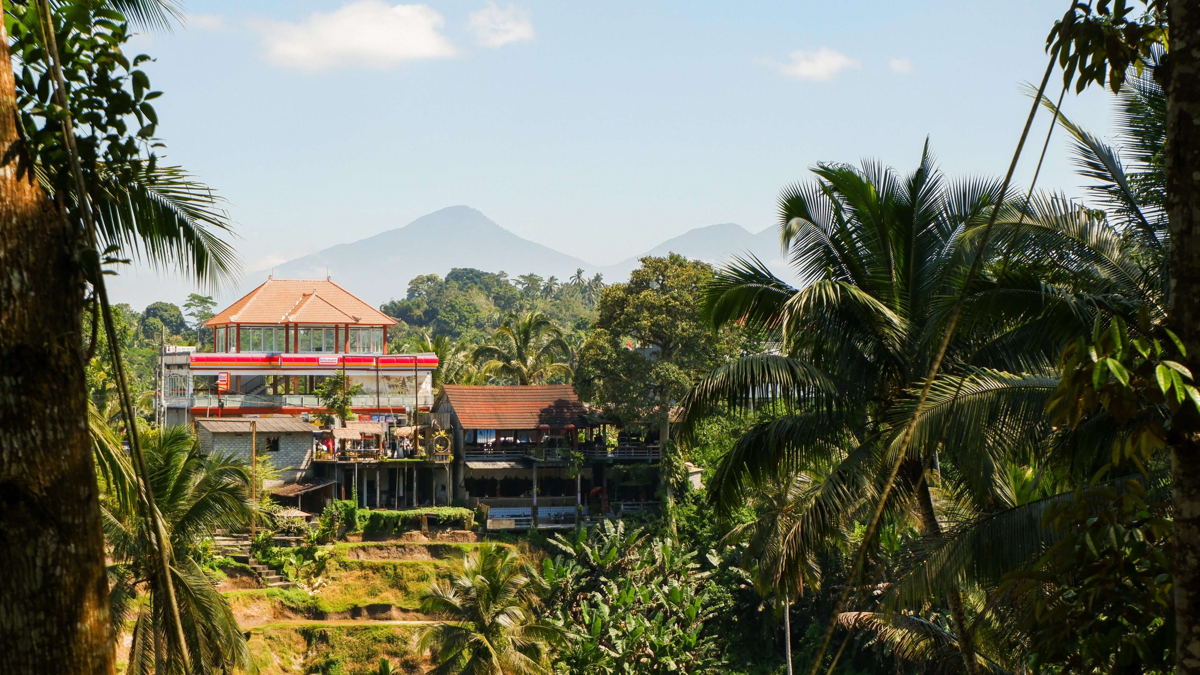 Picture from Ubud, rice field, view on volcano