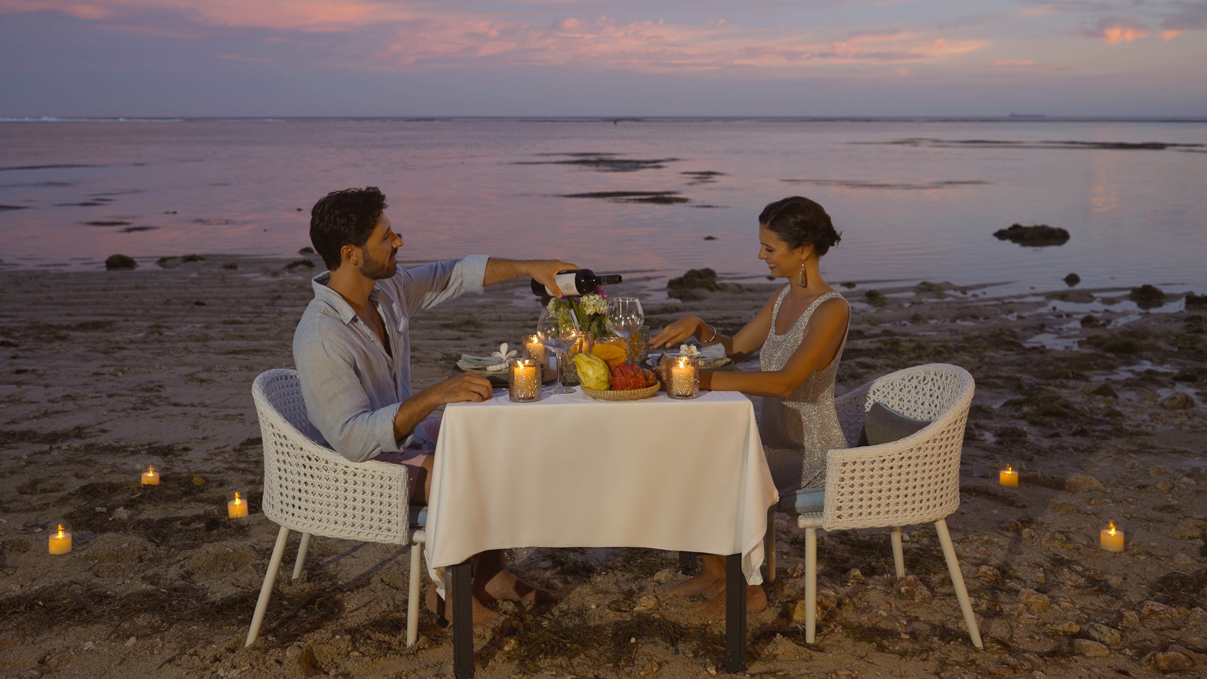 romantic beach dinner image