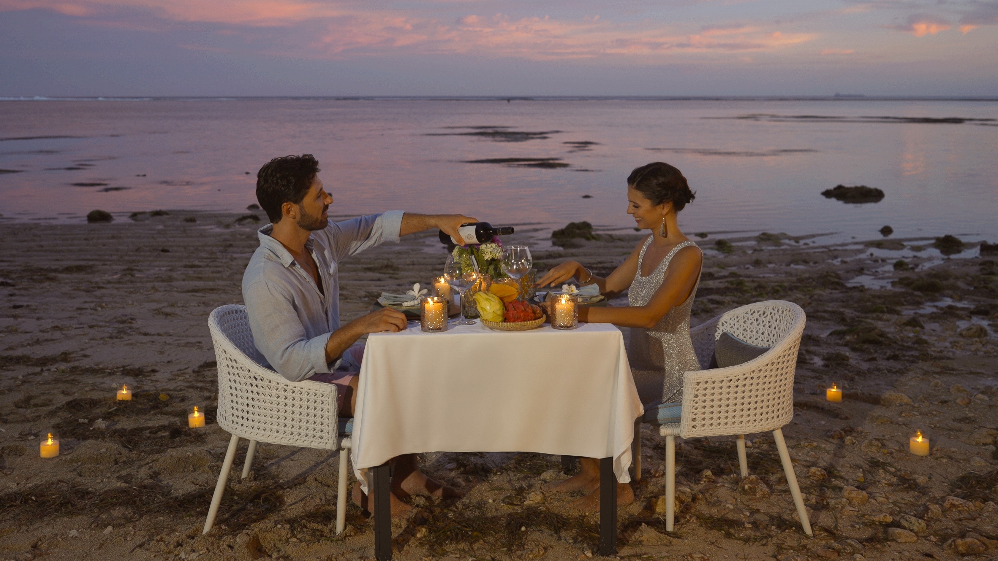 romantic beach dinner image
