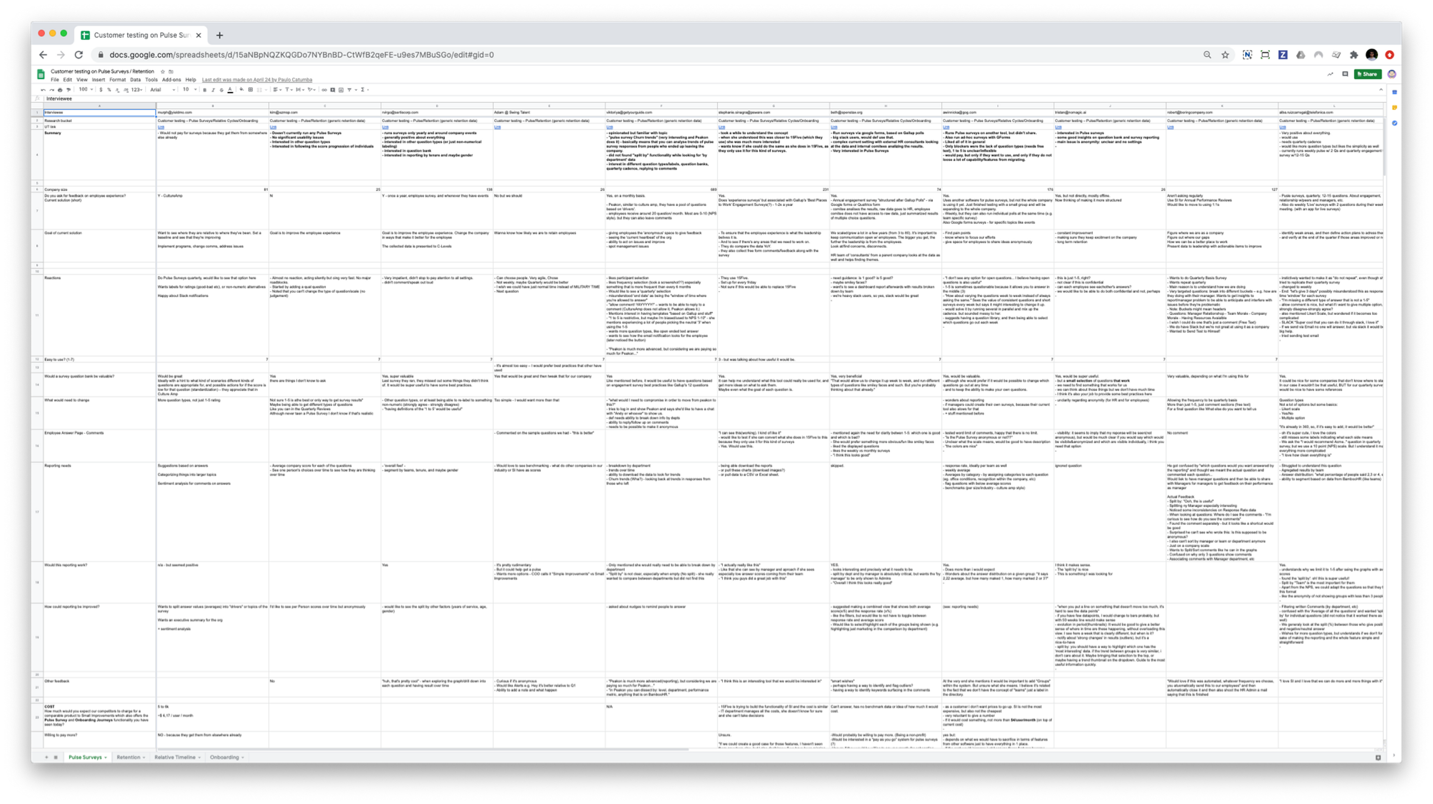 Screenshot of a google docs