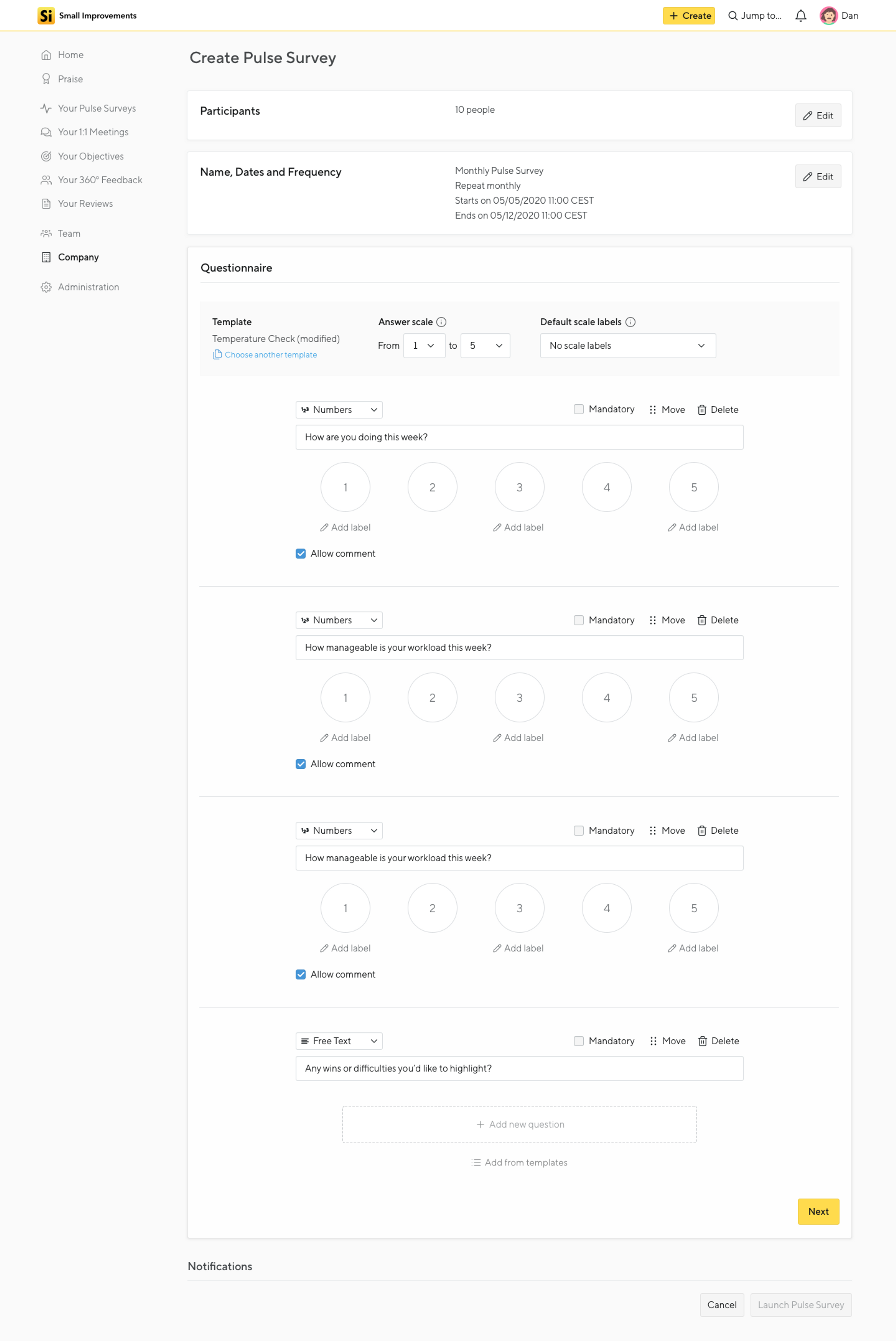 The survey questionnaire builder