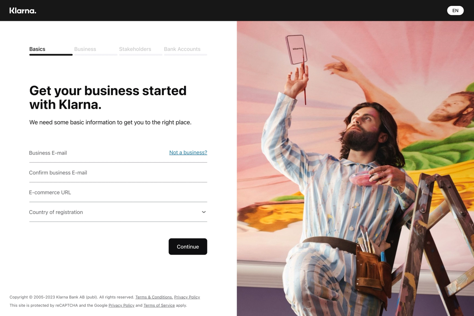 Klarna Merchant Onboarding UI