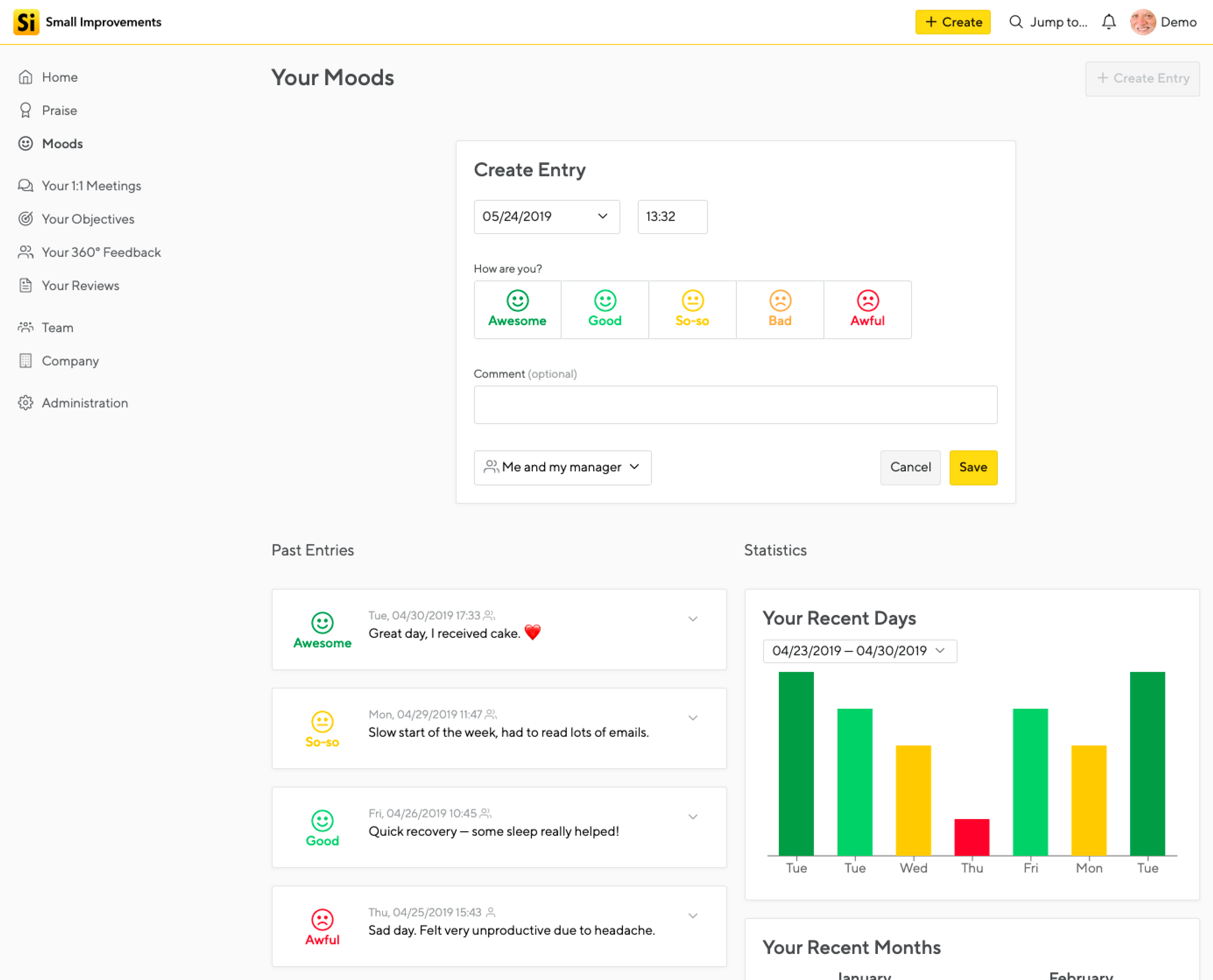 Mood Tracker Prototype Screenshot