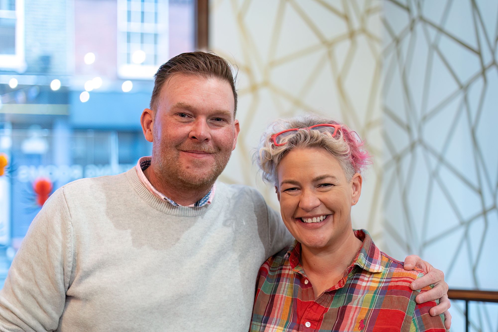 Rhys Parfitt and Rachel Murphy stood together smiling at the camera