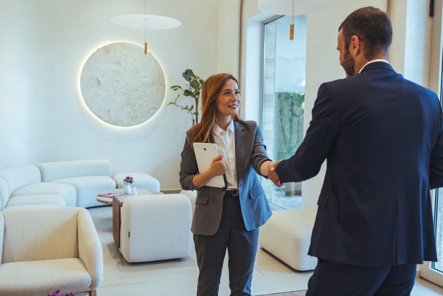 real estate agent at a showing