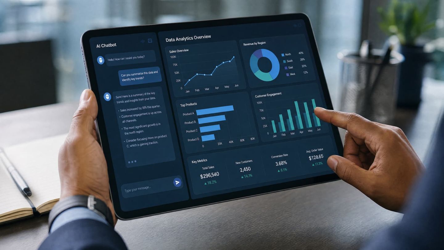 business dashboard with reliable data on custom software