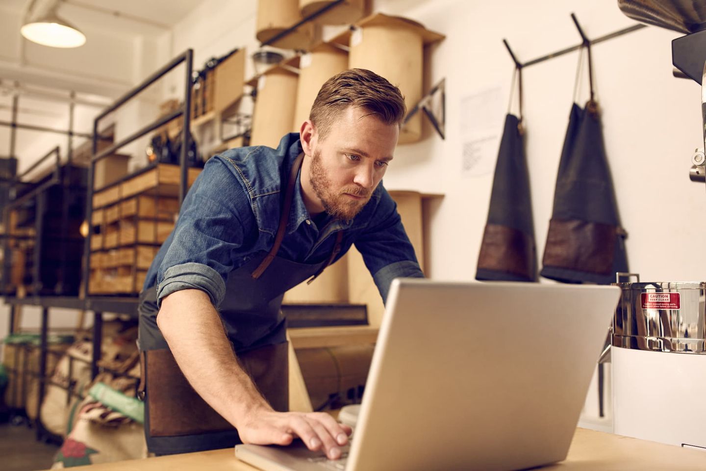businessman using a custom workflow software