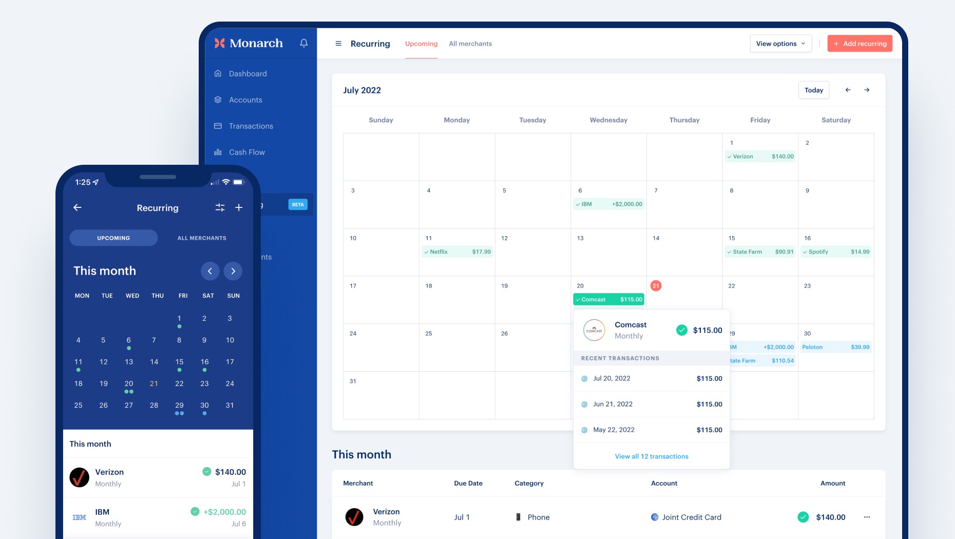 Track recurring expenses | Monarch