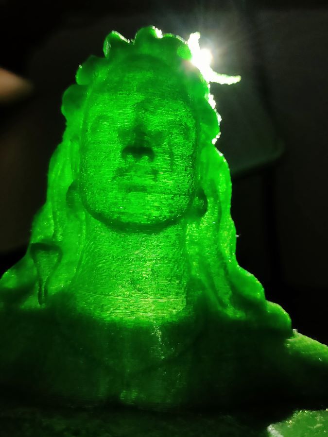 3d printed green adiyogi using pet bottle filament