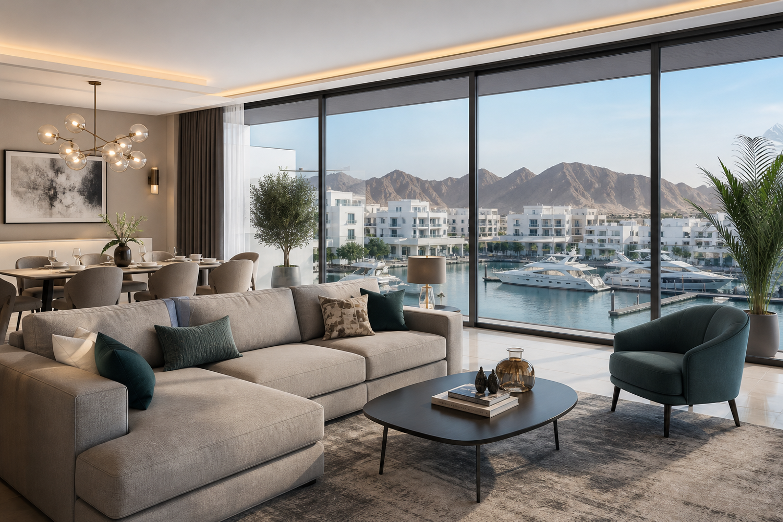 Furnished rental apartment overlooking Al Mouj marina in Muscat