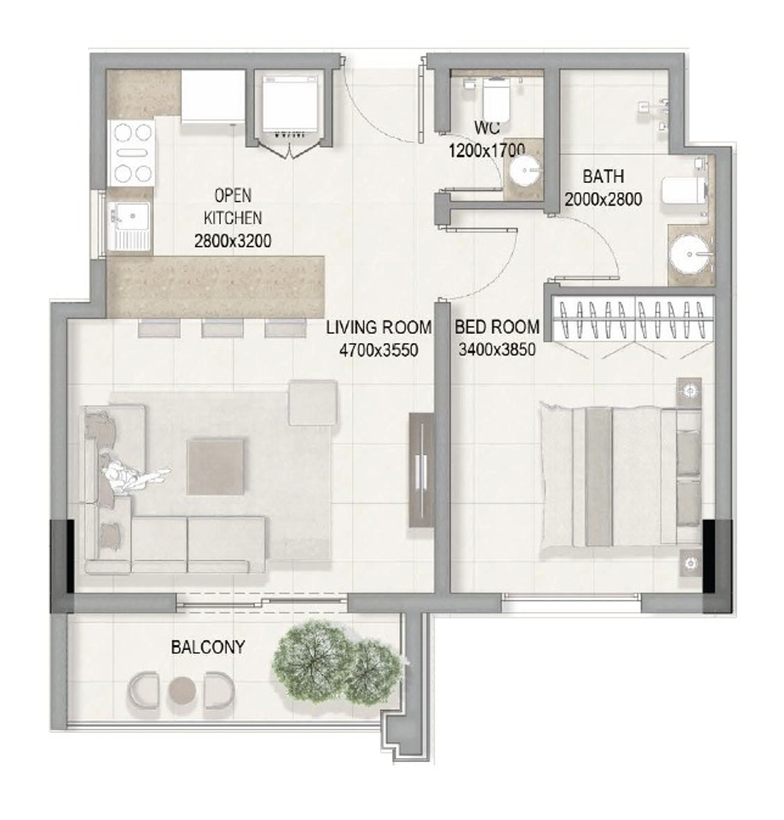 Freehold: 1 Bedroom Apartment for Sale in Al Mouj floor plan 1
