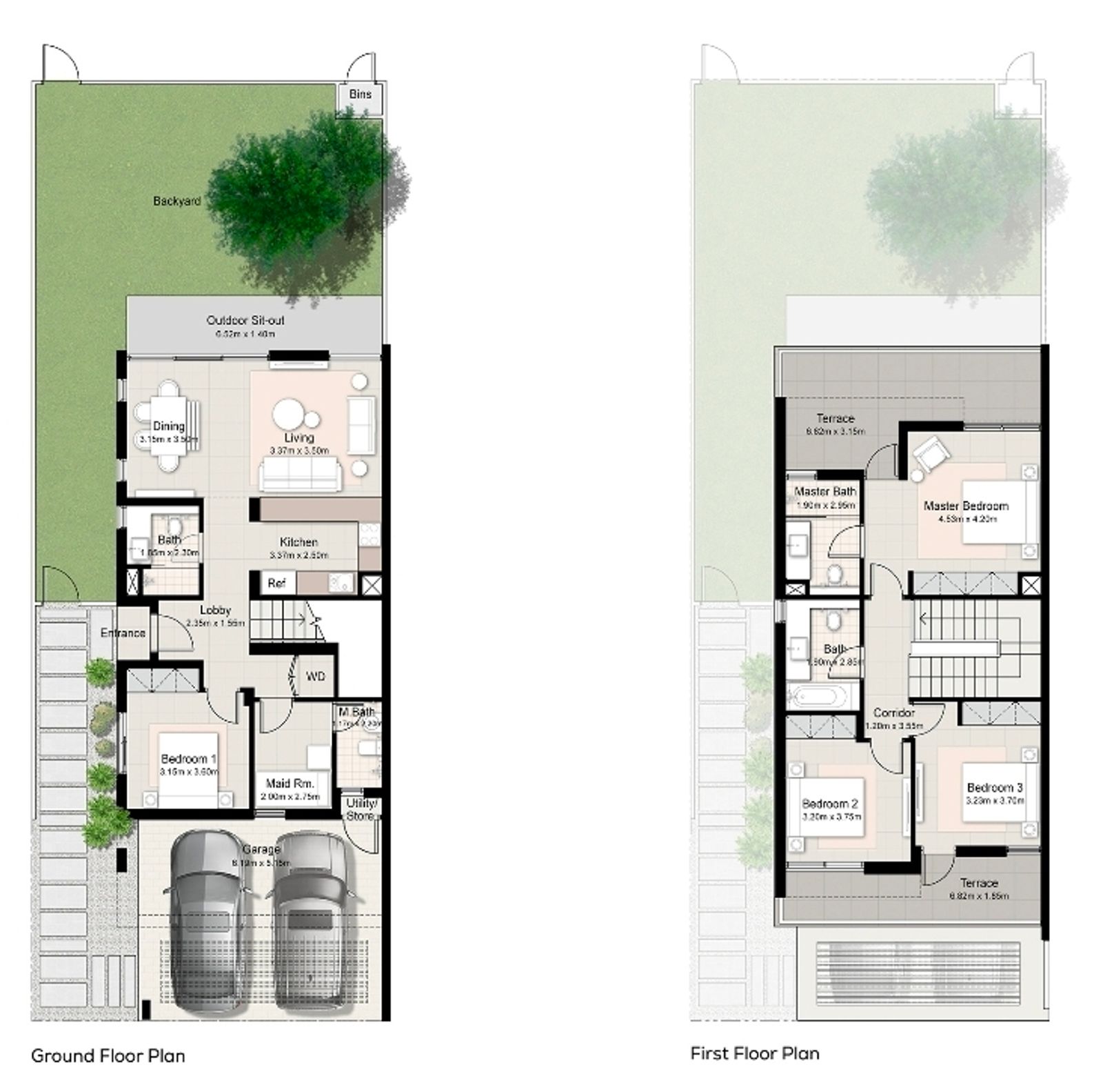 Murooj lane, Almouj | 4 bedroom townhouse floor plan 1